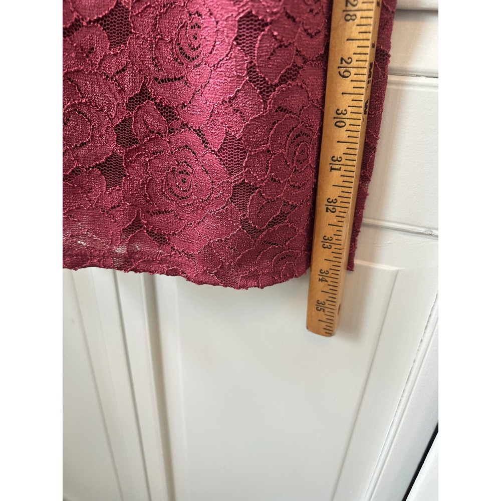 Fervour Burgundy Floral Lace V-Neck Fit and Flare Mini Dress Womens XS (52) - Picture 6 of 6